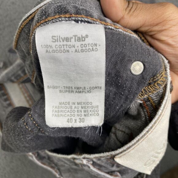 Vintage Levis SilverTab Jeans Mens 40x30 Gray Baggy Fit Distressed Y2k 90s Denim - Picture 8 of 16